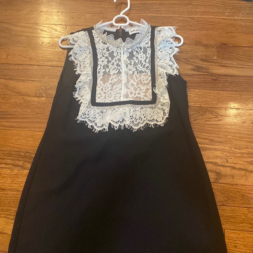 Self Portrait Crystal & Lace Mini Dress